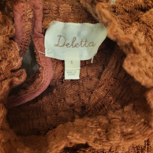 Anthropolgie Deletta Ammana Lace Peasant Blouse Floral In Rust Size Small - Picture 8 of 12